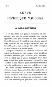 Paul Maillefer, «A nos lecteurs», Revue historique vaudoise, vol. 1, n° 1, janvier 1893, p. 4-5