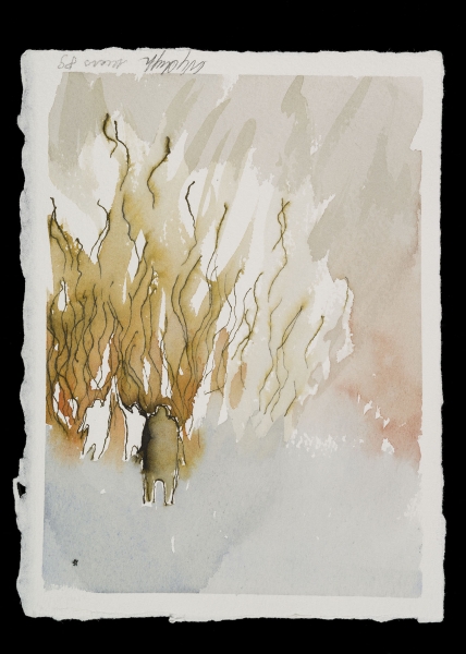 La flamme plus rouge (Purgatoire, Chant XXVI, Plume et aquarelle, mars 1989)