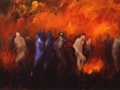 Arrêter ne pouvons (Purgatoire, Chant XVIII, Huile sur toile, 1991, Collection Gymnase de Chamblandes, Pully)