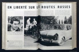 « En liberté sur les routes russes », photo Jean-Pierre Pedrazzini, texte Dominique Lapierre, Paris Match, n° 409, 1957, p. 38-39.